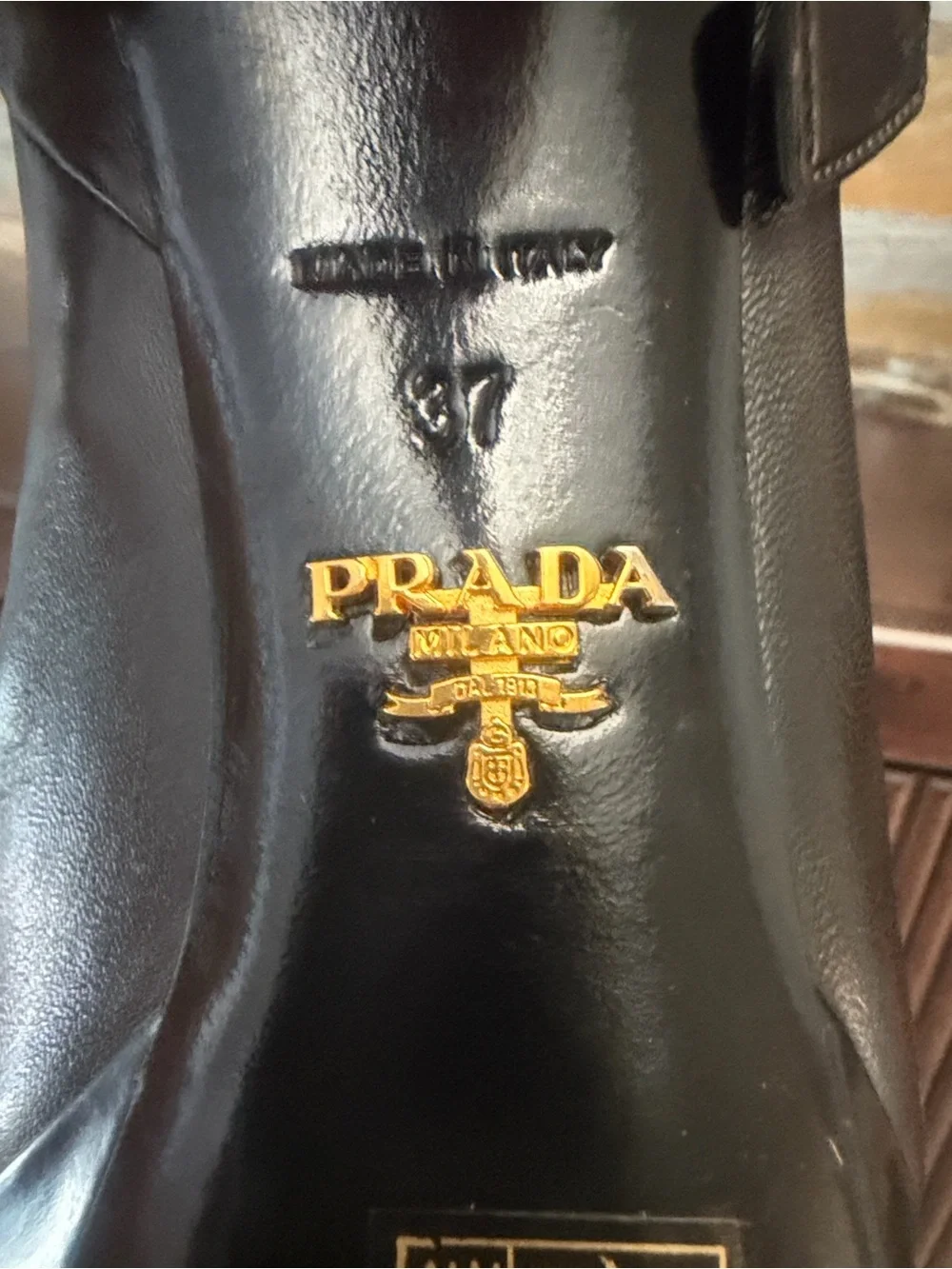 Prada Black Leather Quilted Pointed Platform Ankle Boots